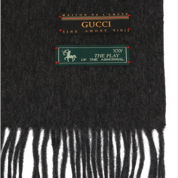 NEW Gucci Dark Grey Wool Cashmere Scarf - Picture 10 of 10